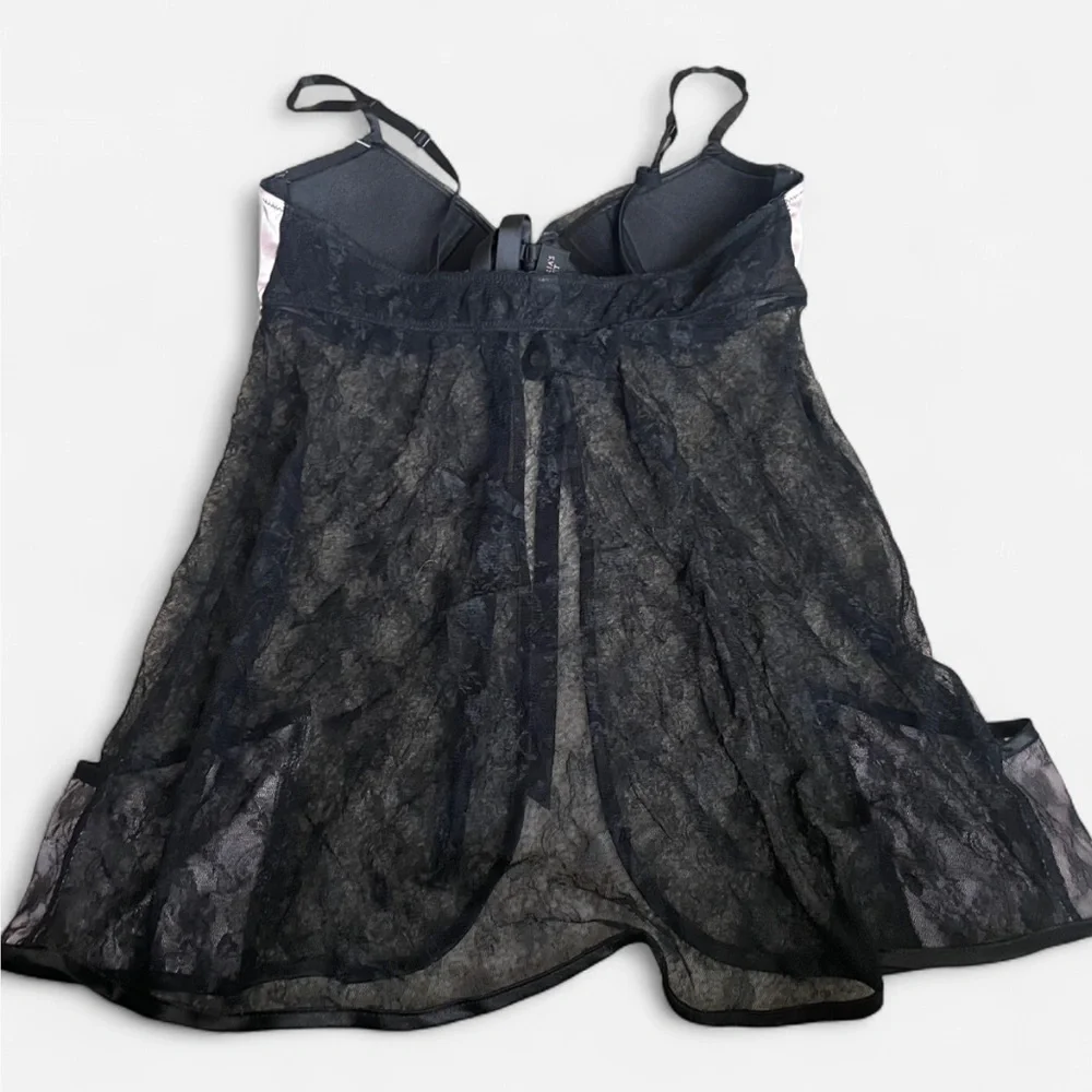 Victoria’s Secret Y2K Style Flyaway Lace Satin Babydoll Lingerie Bra Top in 34D